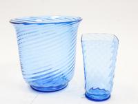Two Steuben Glass Vases Height of taller 6 3/4 inches.