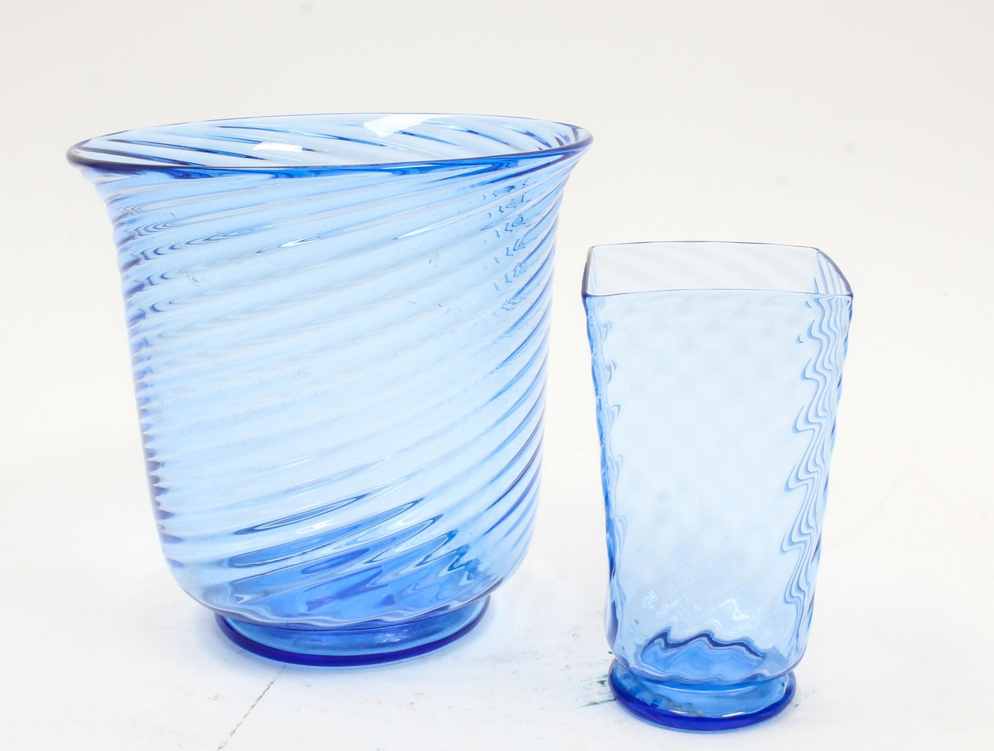 Two Steuben Glass Vases Height of taller 6 3/4 inches.