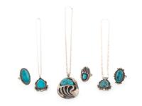 Southwestern-style Silver and Turquoise Pendants AMD Rings