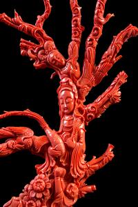 A Large Red Coral Figural Group Height 14 inches. — LATE QING DYNASTY/REPUBLIC PERIOD