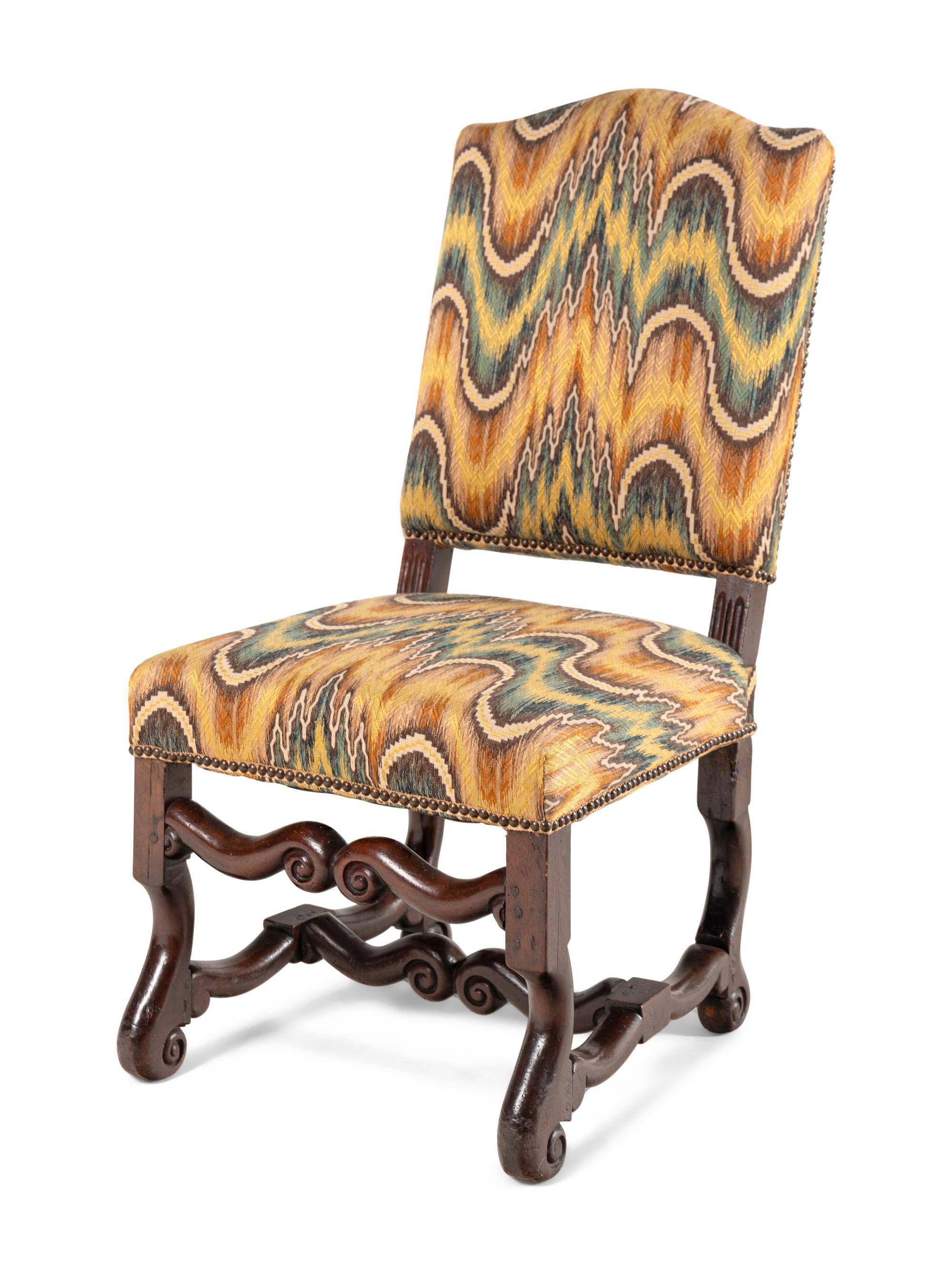 A Pair of Louis XIV Walnut Side Chairs