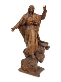 A Continental Carved Pine Figure of Female Saint