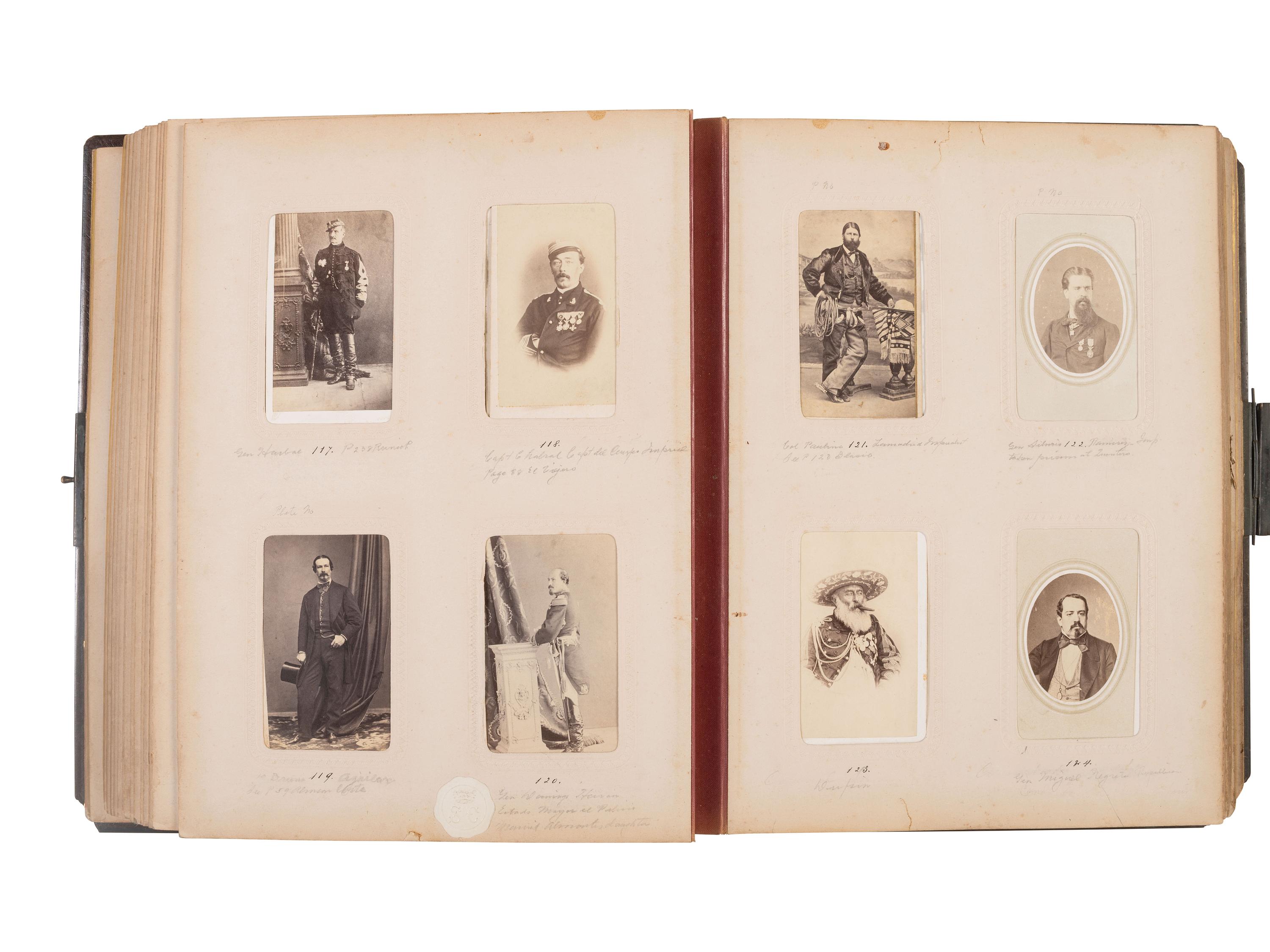 [Mexico - Early Photography]. Second Mexican Empire, CDV album documenting the reign of Maximilian I of Mexico, ca 1864-1867.