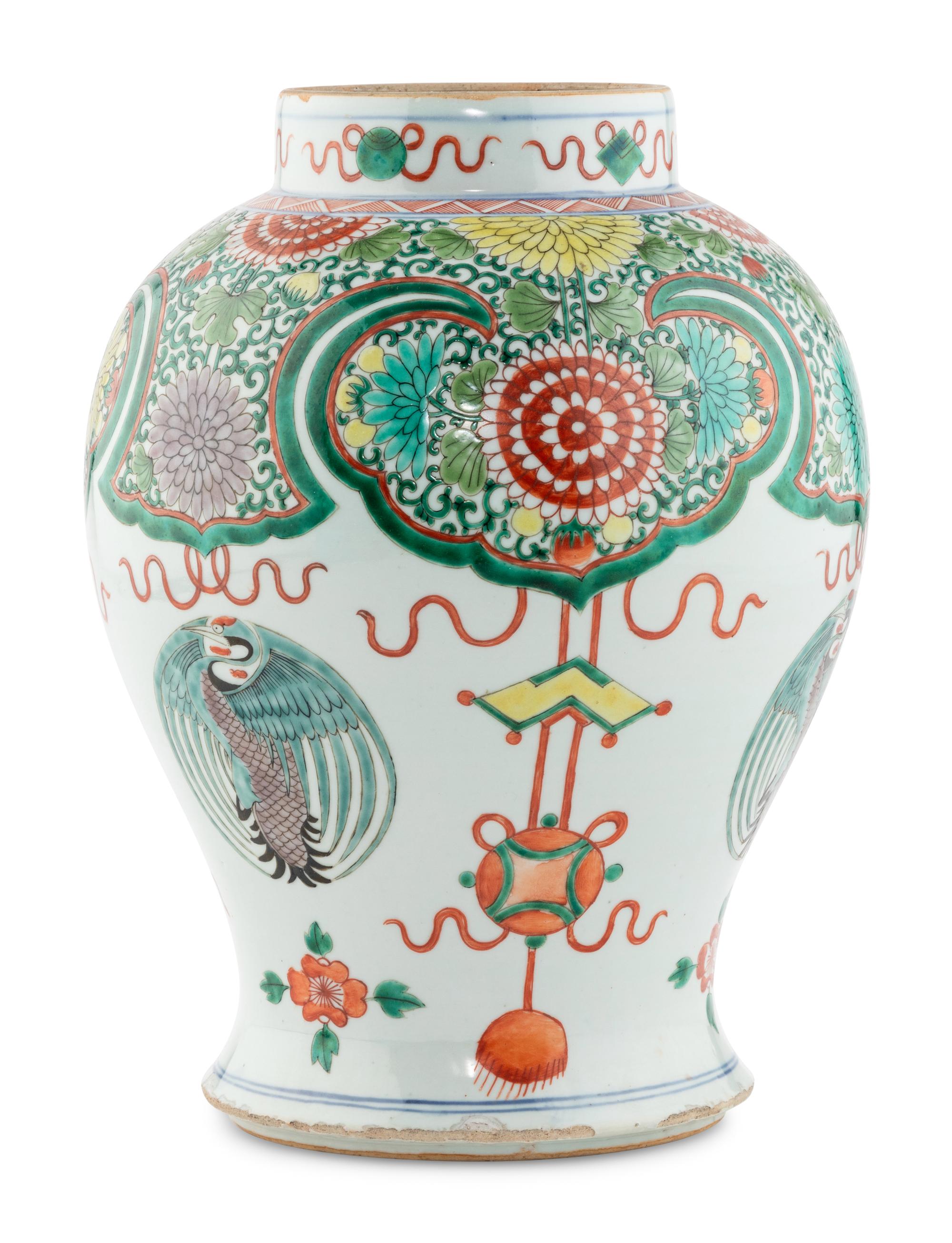 A Chinese Export Famille Verte Porcelain Vase