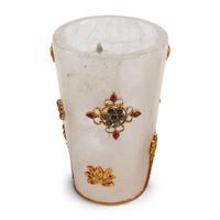 Four Jeweled Rock Crystal and Gilt Filigree Tumblers
