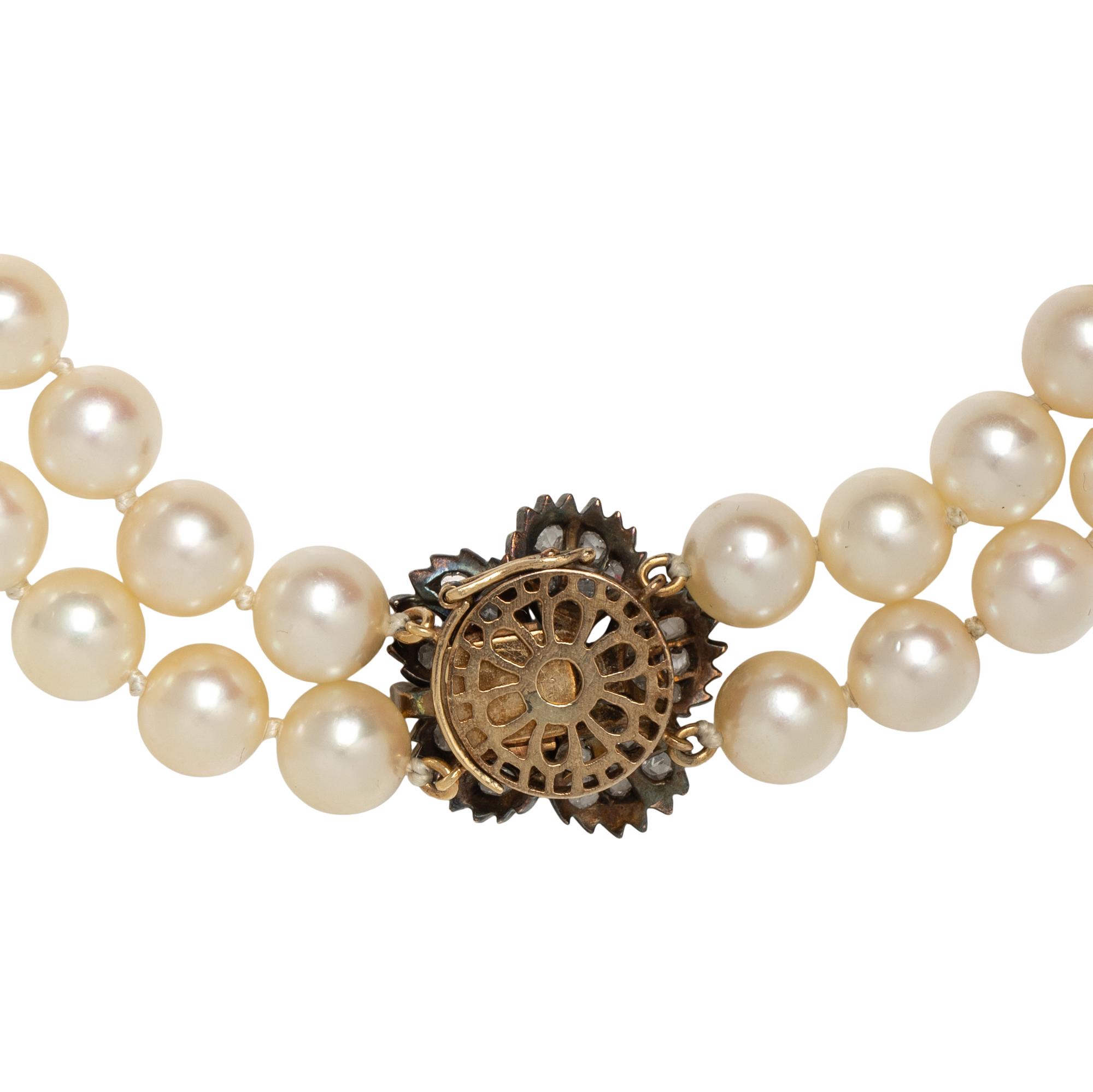 CULTURED PEARL AND DIAMOND NECKLACE