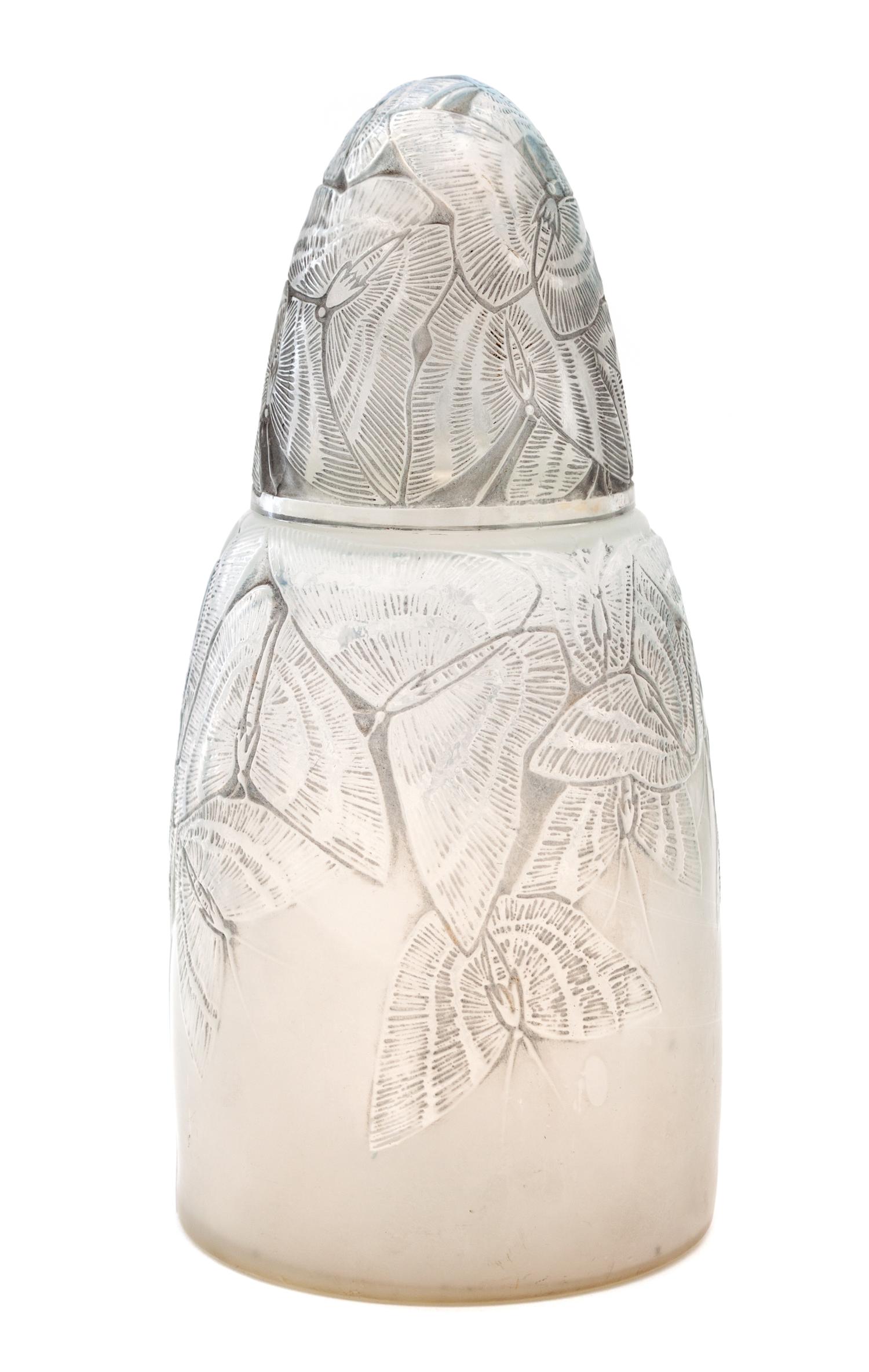 A Rene Lalique Molded and Opalescent Glass Papillon Perfume Burner Height 7 3/8 inches. — 20TH CENTURY