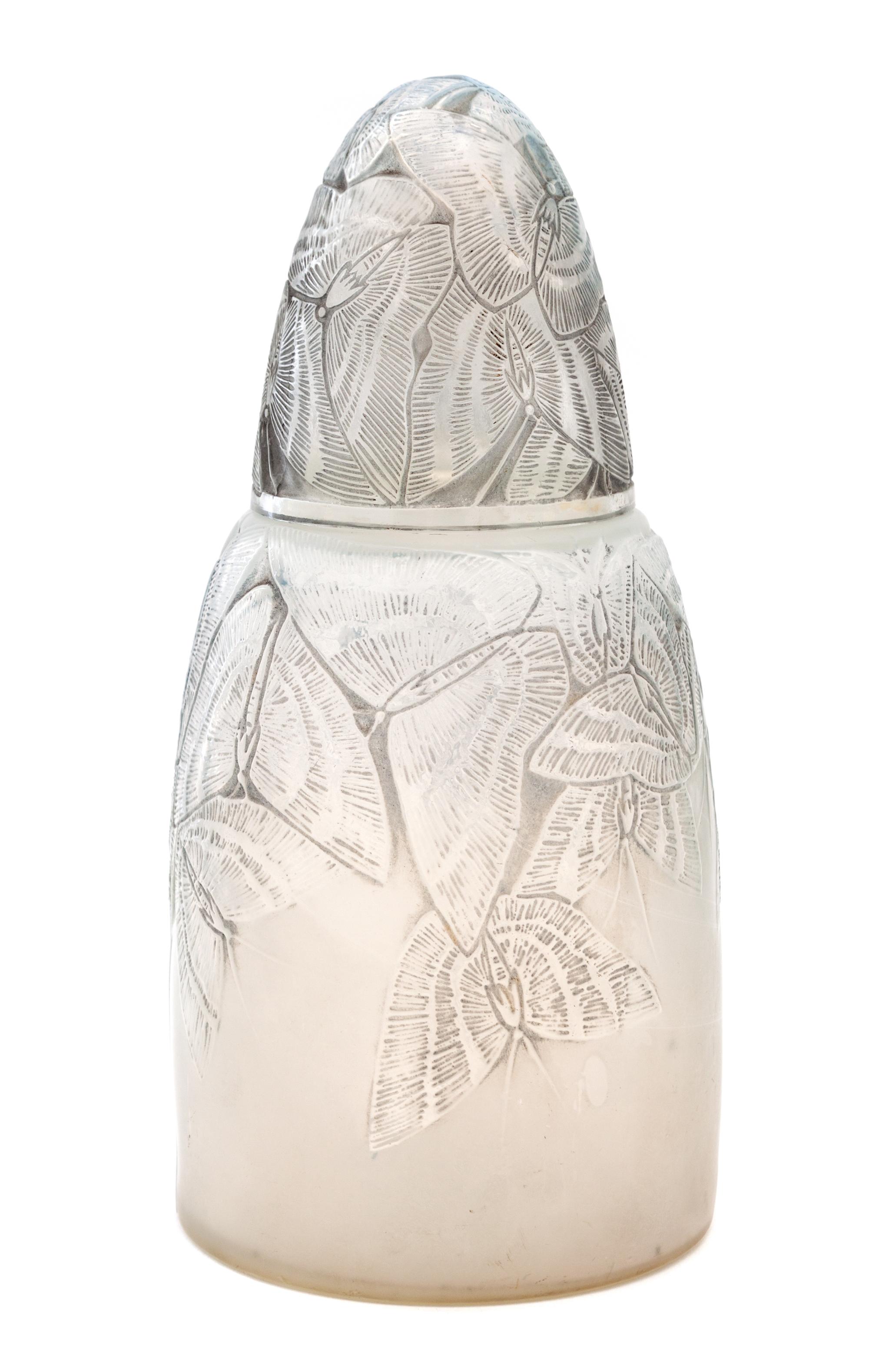 A Rene Lalique Molded and Opalescent Glass Papillon Perfume Burner Height 7 3/8 inches. — 20TH CENTURY