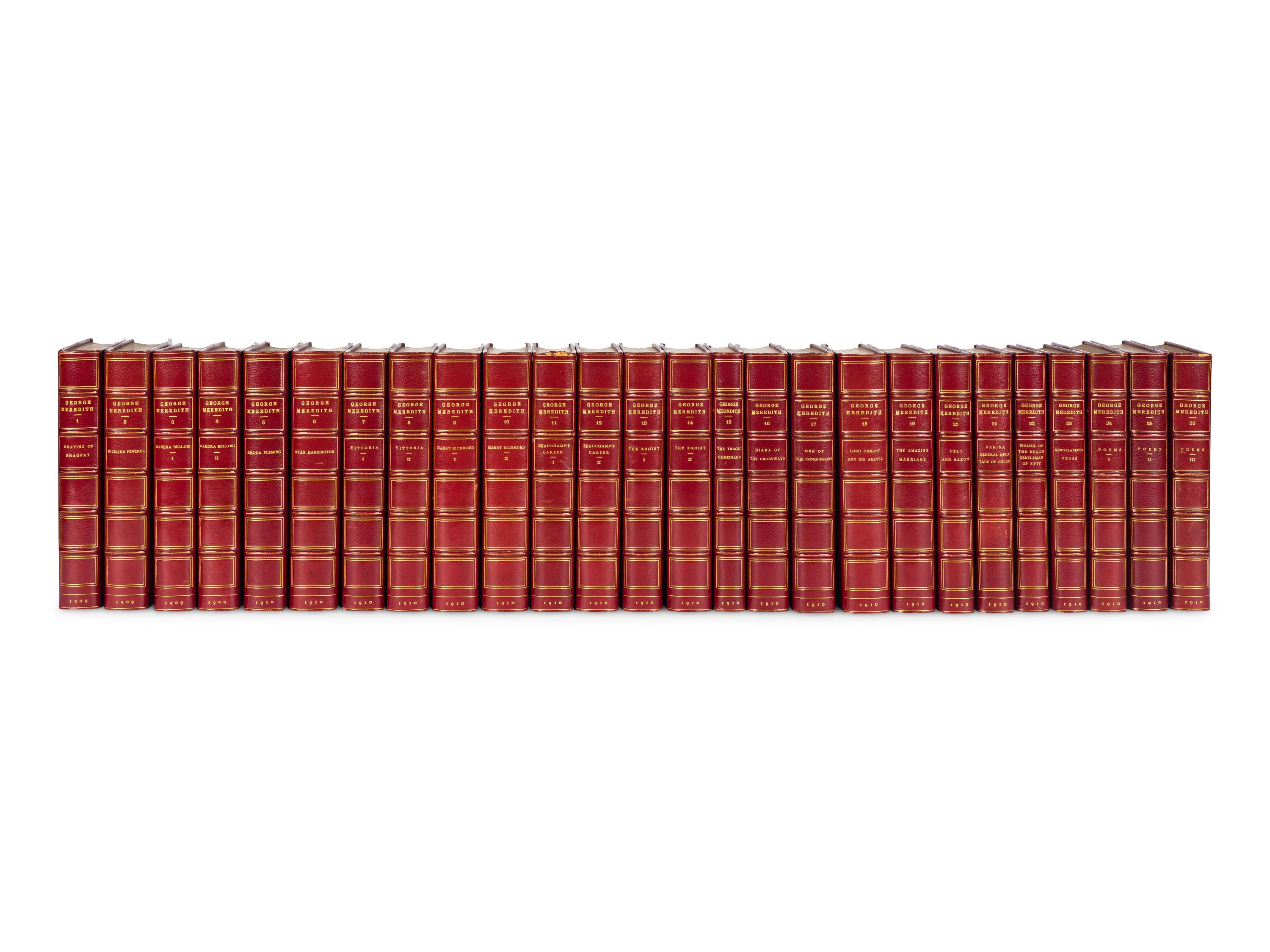 [BINDINGS]. A group of 126 volumes, most in fine full, half, or quarter leather bindings, including works relating to American and European lectures, literature and poetry.