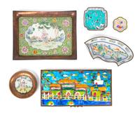 Fourteen Chinese Canton Enamel on Metal Wares