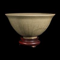 A Small Chinese Yaozhou-Style Celadon Glazed 'Dragon Fish' Bowl, Possibly Northern Song Dynasty 或為北宋 耀州窯模印雙魚碗