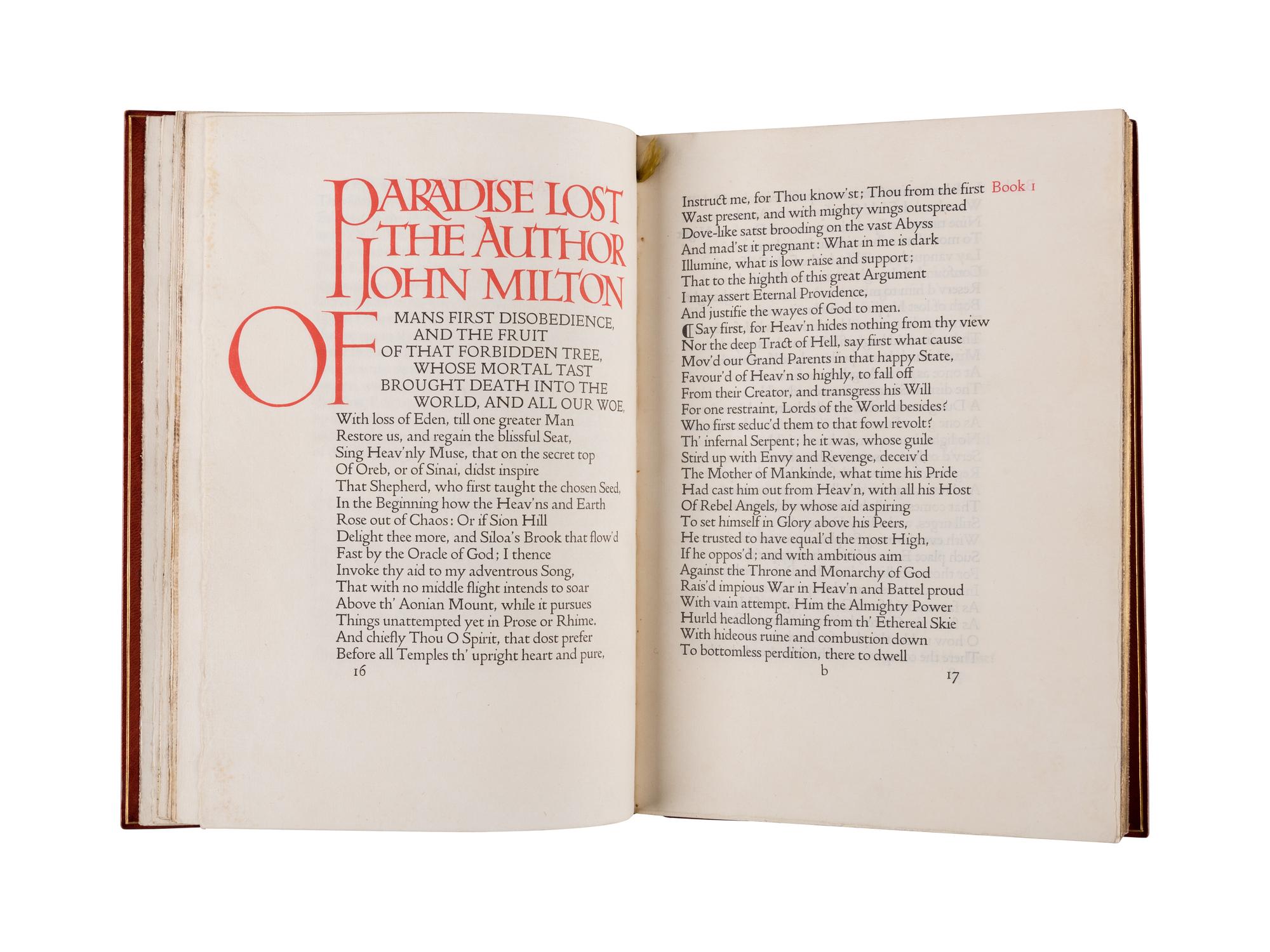[DOVES PRESS]. MILTON, John (1608-1674). Paradise Lost . Hammersmith: The Doves Press, 1902.