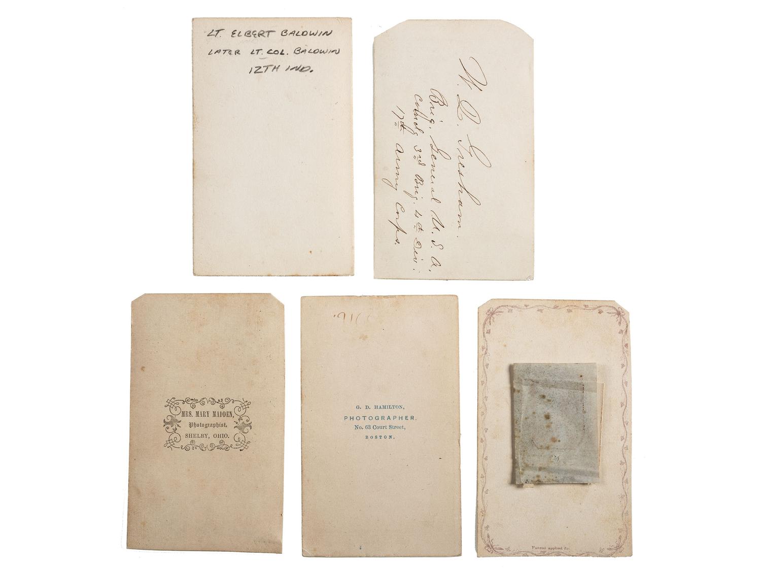 [CIVIL WAR - PHOTOGRAPHY]. A group of CDVs including Civil War officers and enlisted men.