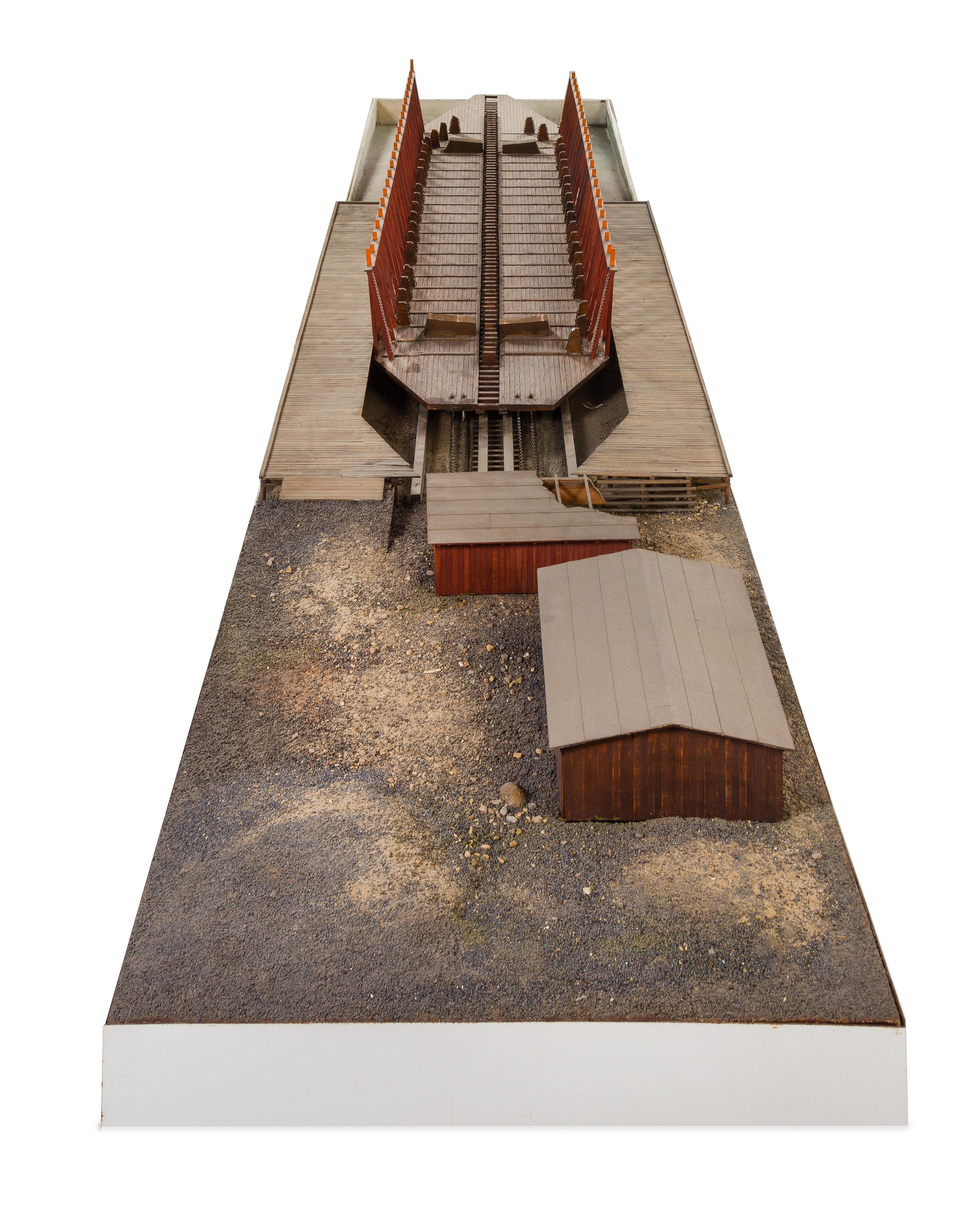 A Model of a Marine Railway Height of model 14 3/4 x width 24 1/4 x length 132 1/4 inches.