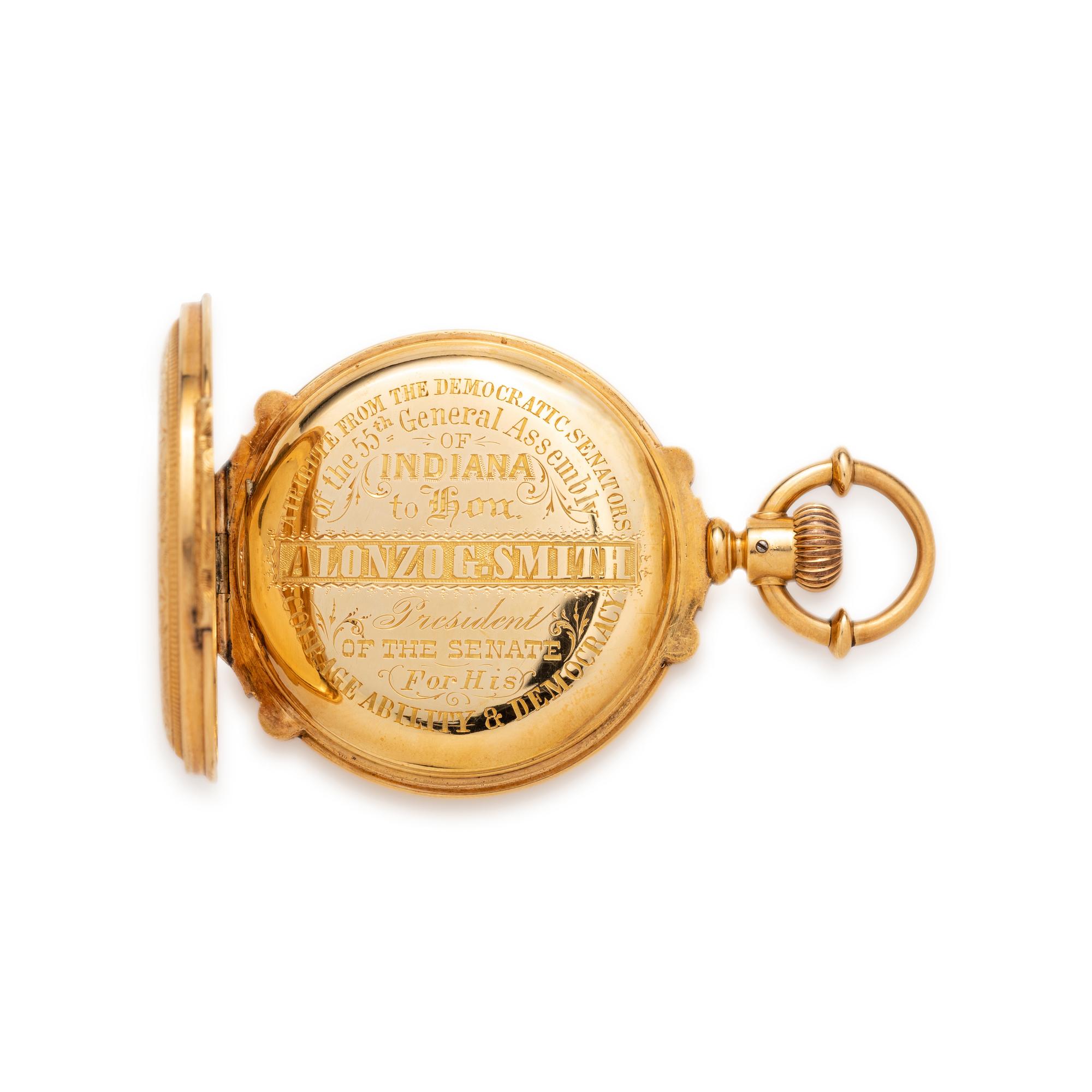18K YELLOW GOLD HUNTER CASE POCKET WATCH