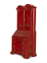 A Queen Anne Style Red-Japanned Bureau Cabinet