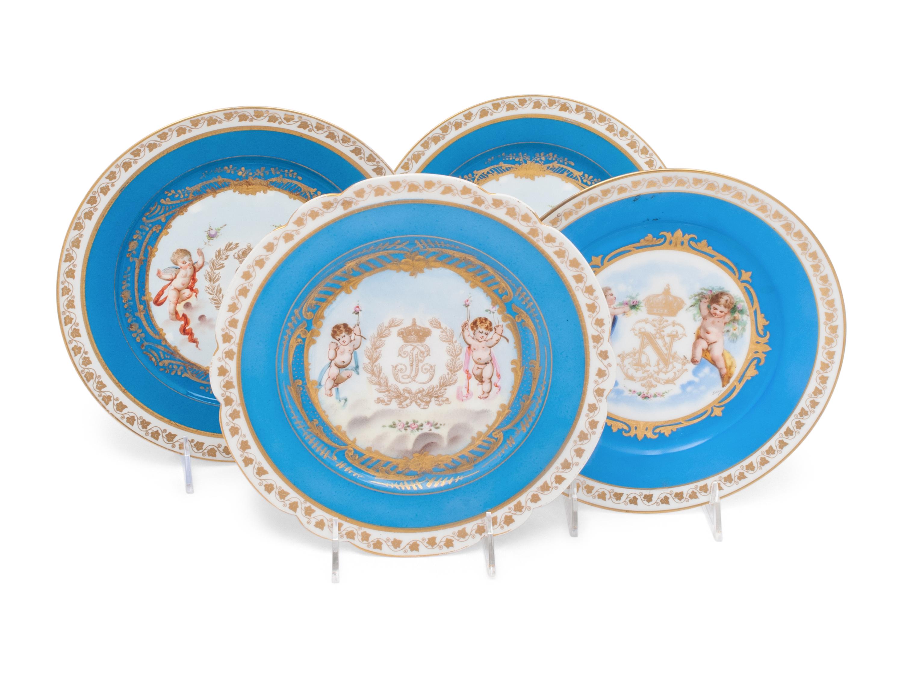 A Group of Four Similar Sèvres Style Porcelain Plates