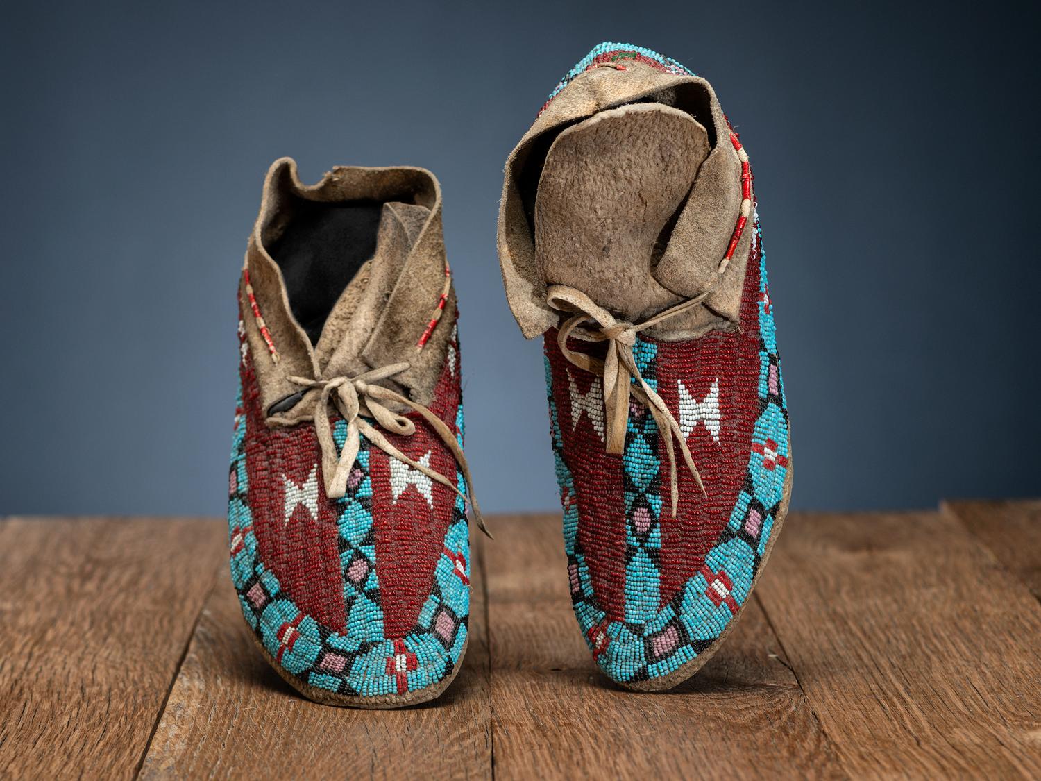 Northern Plains Beaded Hide Moccasins