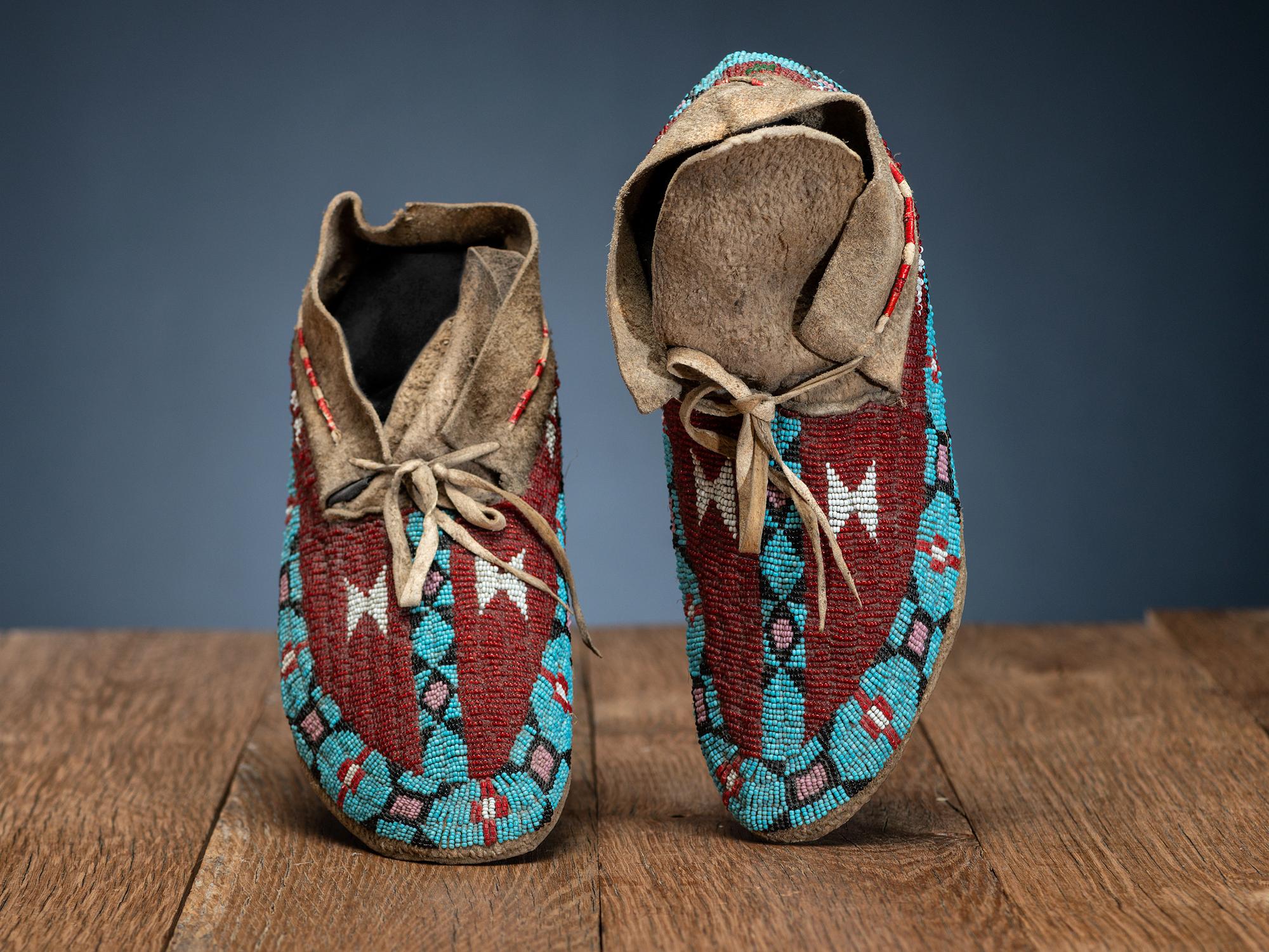 Northern Plains Beaded Hide Moccasins