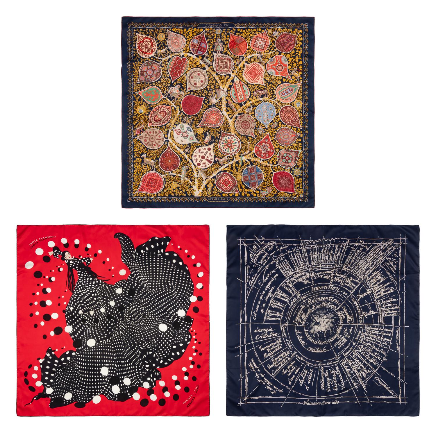 Hermès, Three Silk Scarves