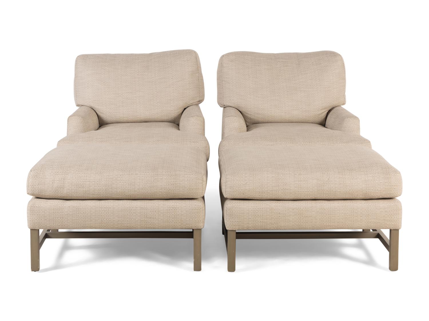 A Pair of A. Rudin Armchairs and Ottomans