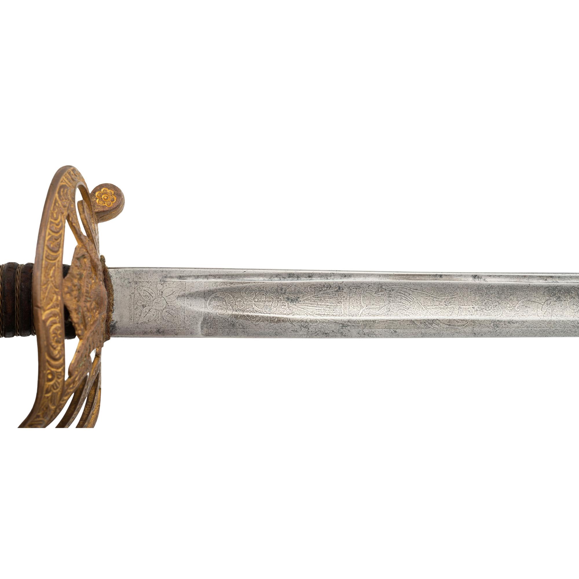 Non-Regulation Import Staff & Field Officers Sword Inscribed to Lt. Col. Andrew W. Raffen - 19th Illinois Infantry