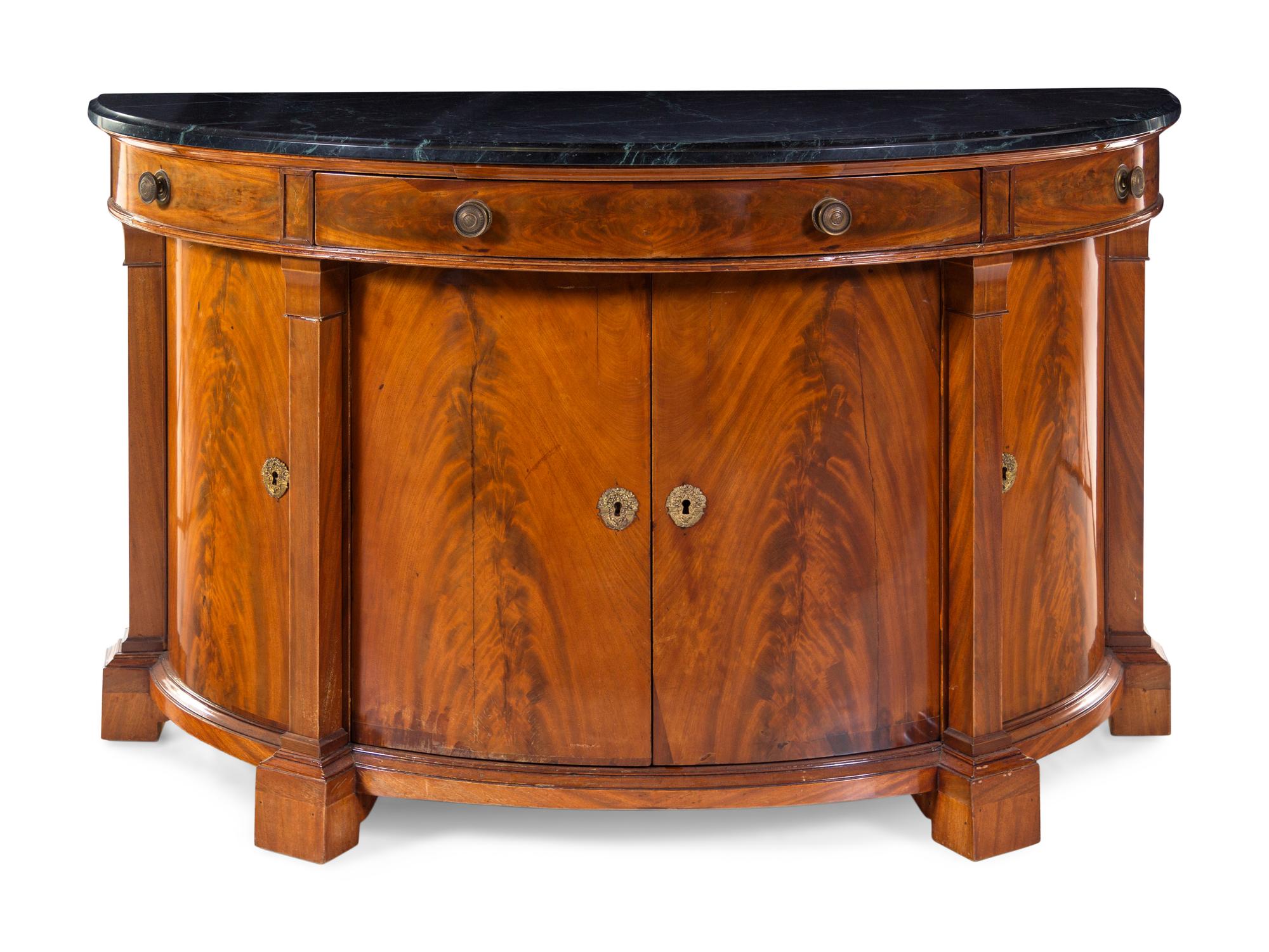 A Neoclassical Mahogany Marble-Top Cabinet