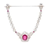 An Edwardian Platinum, Spinel, Diamond and Paste Jabot Brooch, 6.90 dwts.