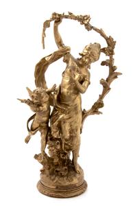 A Continental Gilt Metal Figural Group