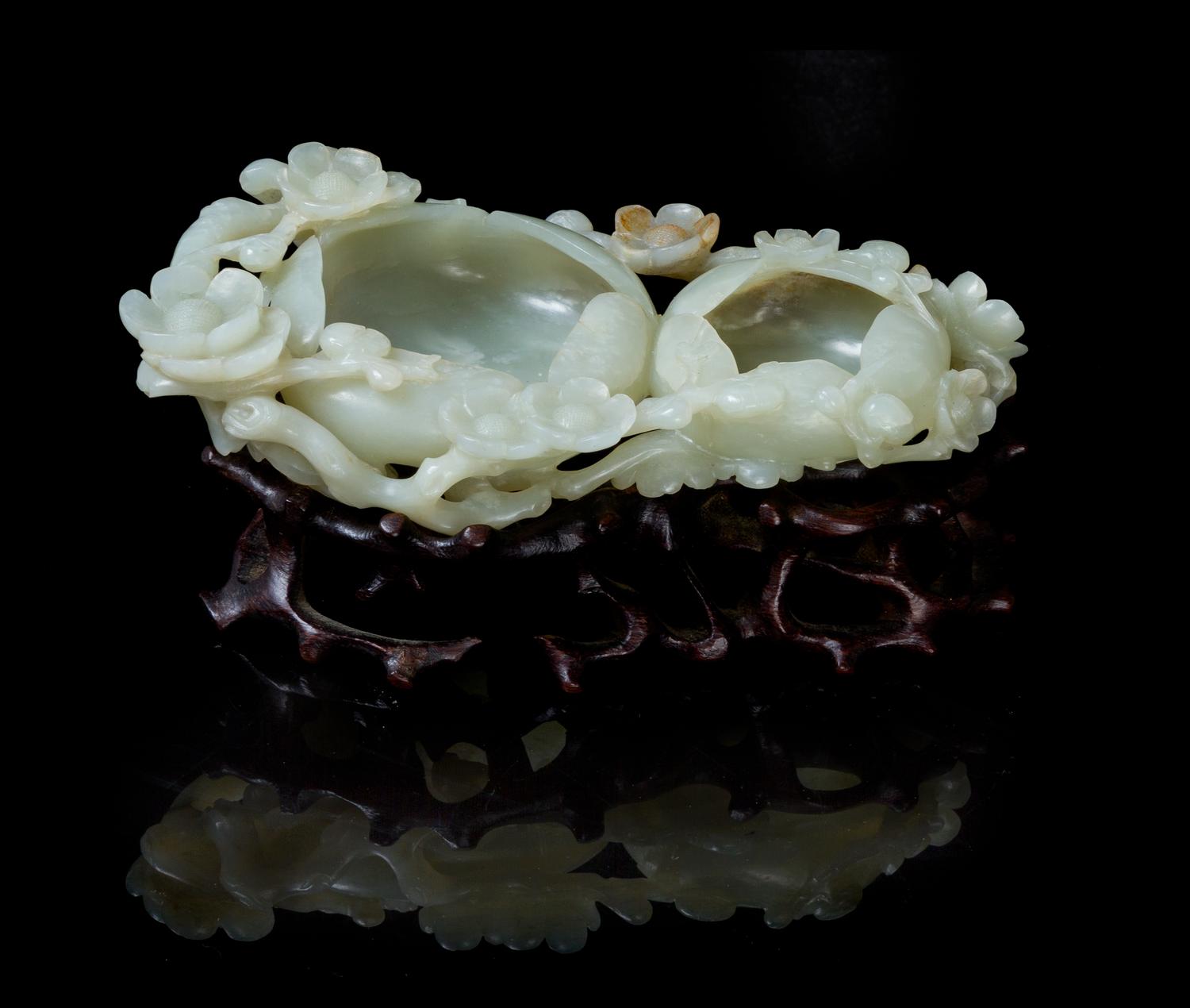 A Carved Jade Brush Washer Length 5 3/4 inches.