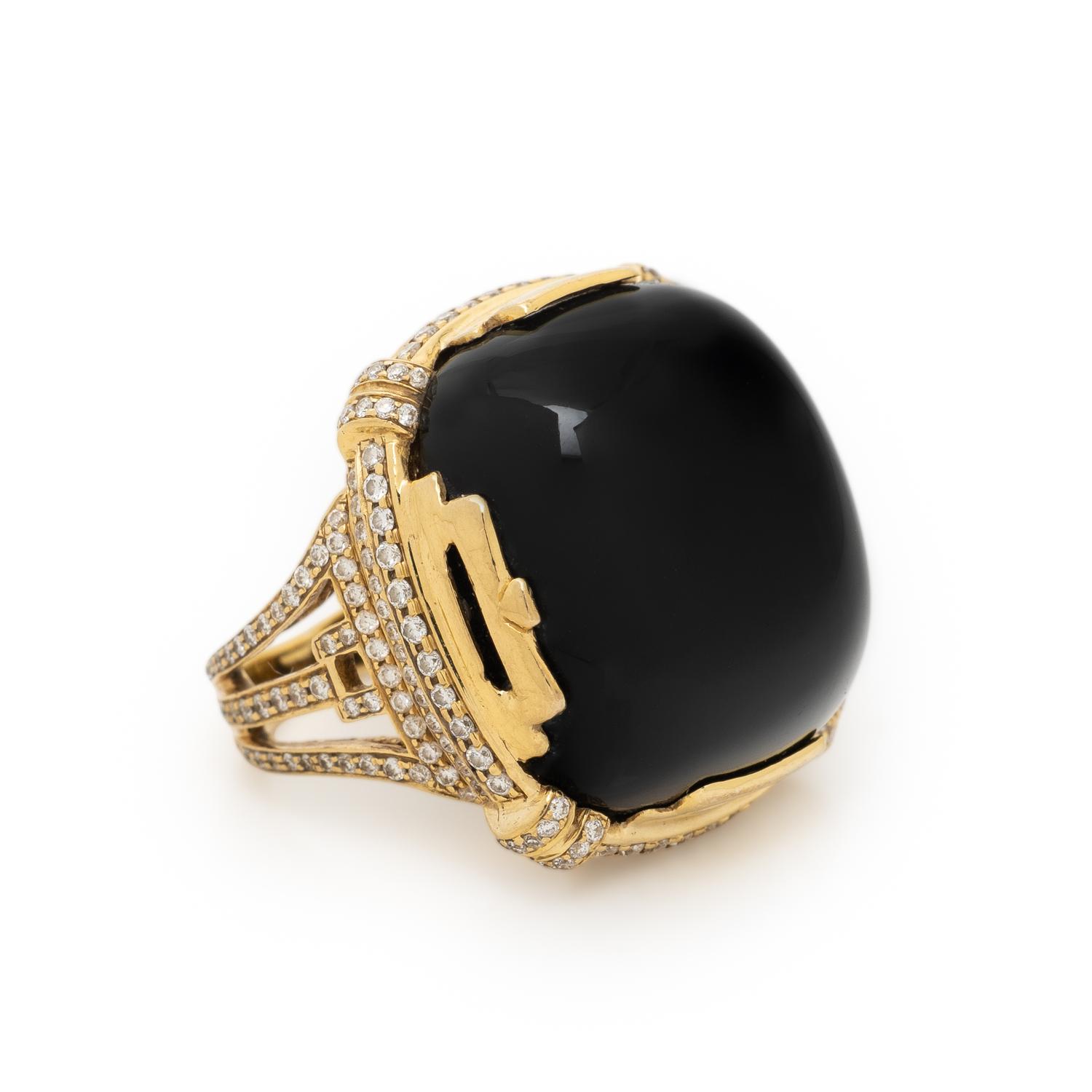 GOSHWARA, YELLOW GOLD, ONYX AND DIAMOND RING