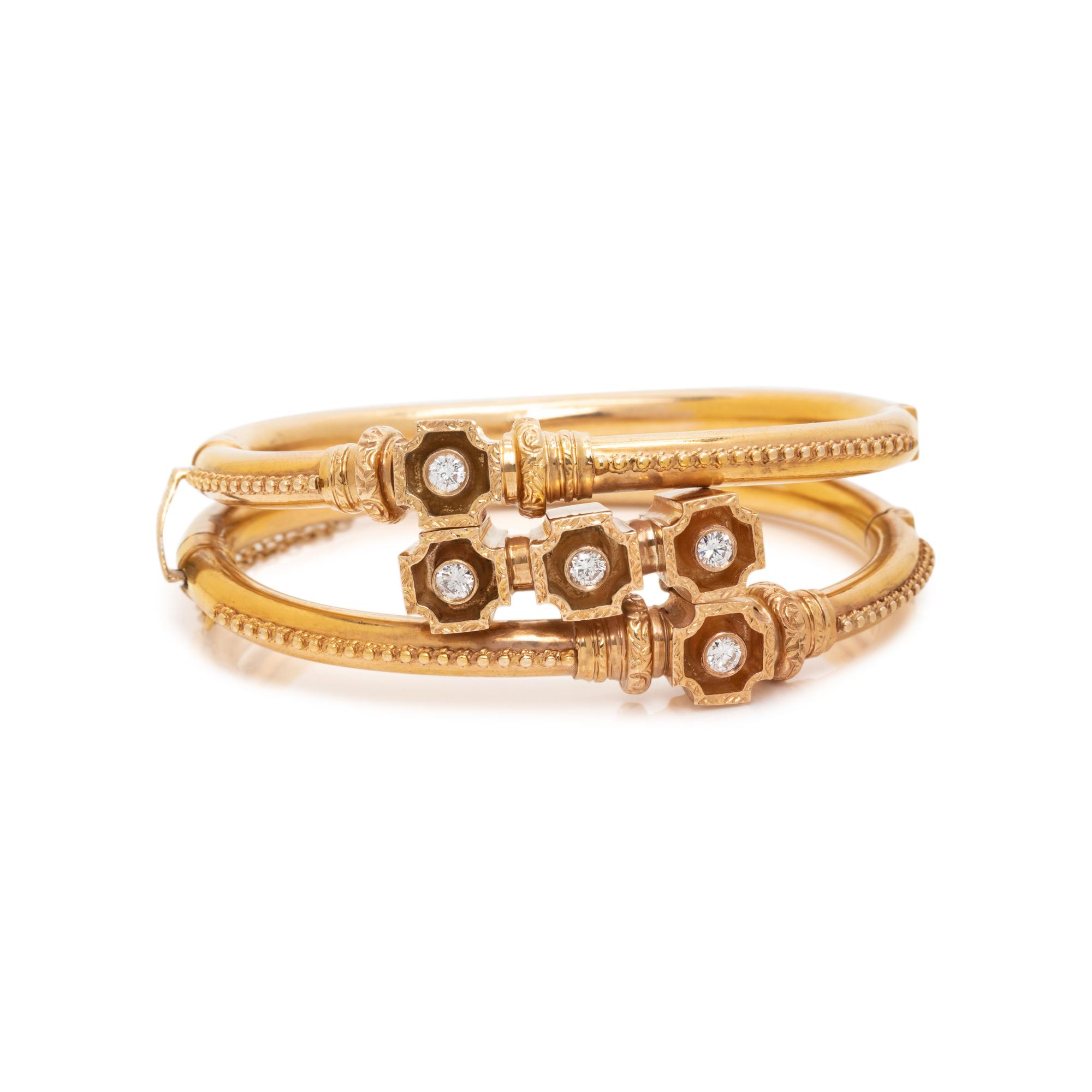 YELLOW GOLD AND DIAMOND BANGLE BRACELET