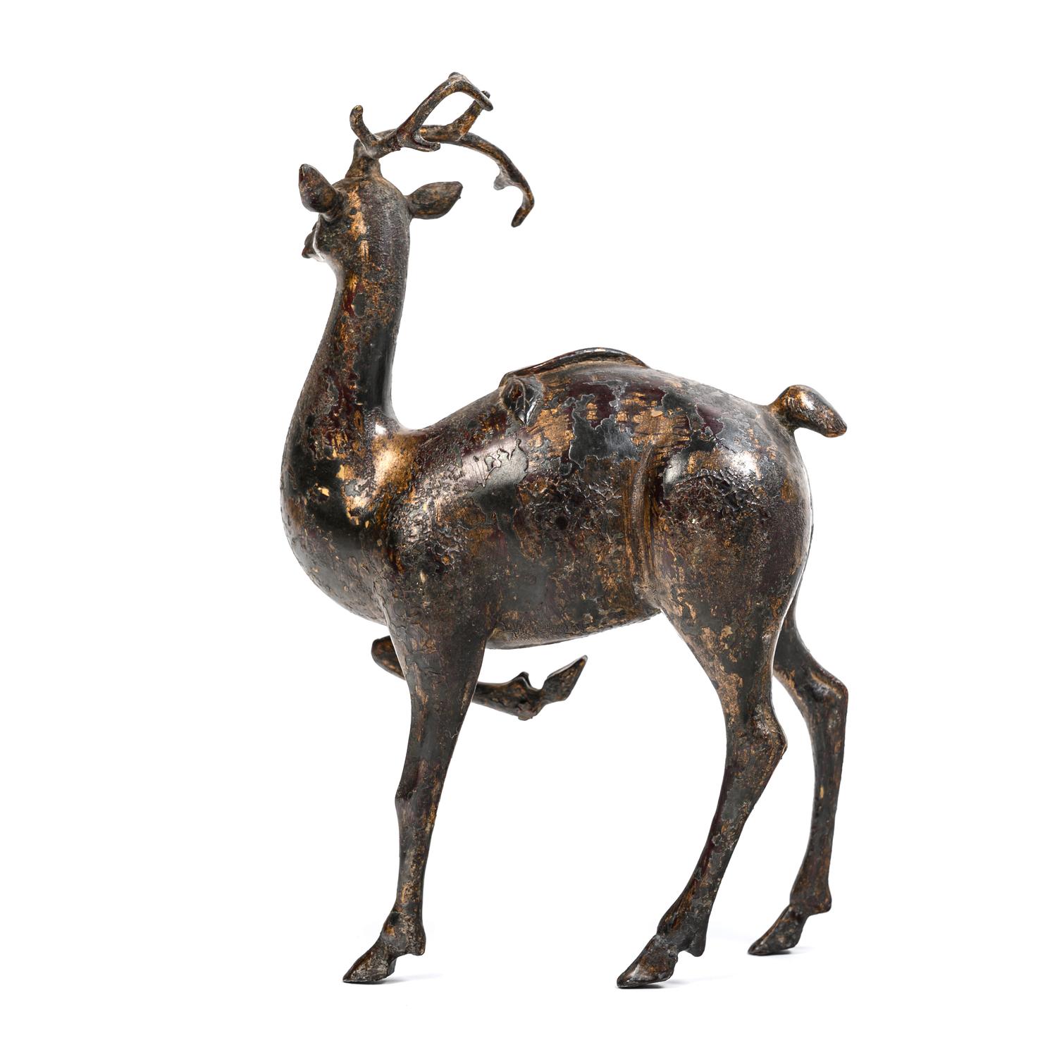 A Chinese Bronze Figure of a Deer