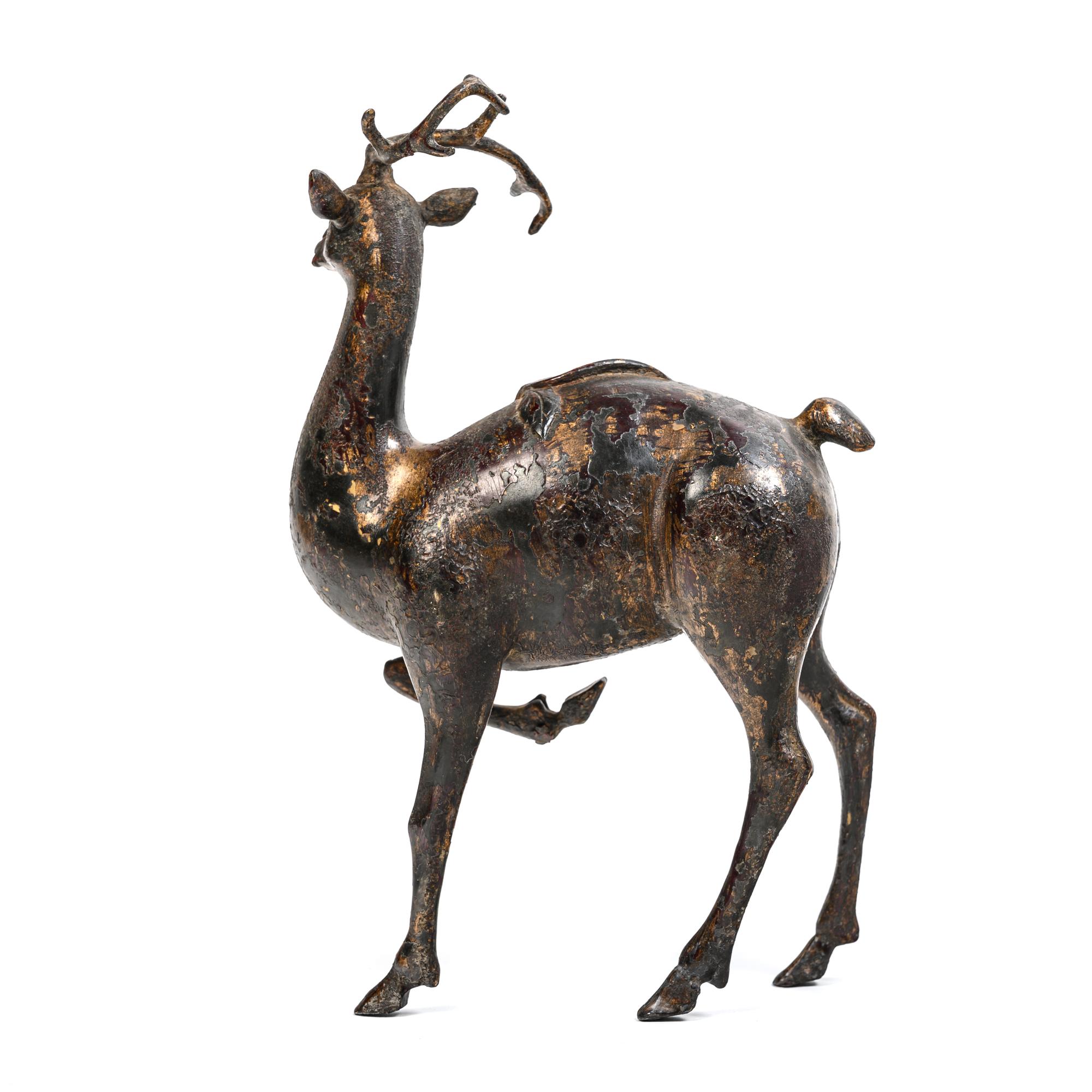 A Chinese Bronze Figure of a Deer
