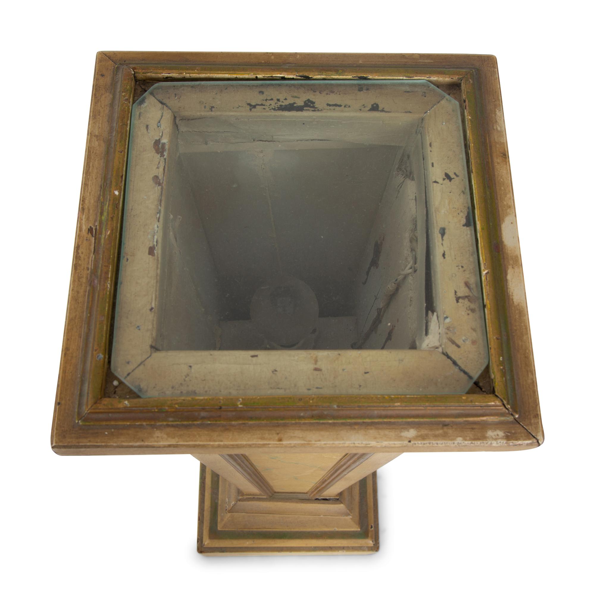 A Pair of Faux-Marble Painted Illuminated Pedestals — 20TH CENTURY