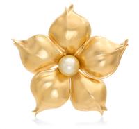 An 18 Karat Yellow Gold and Cultured South Sea Pearl Flower Brooch, Nini, 49.50 dwts.