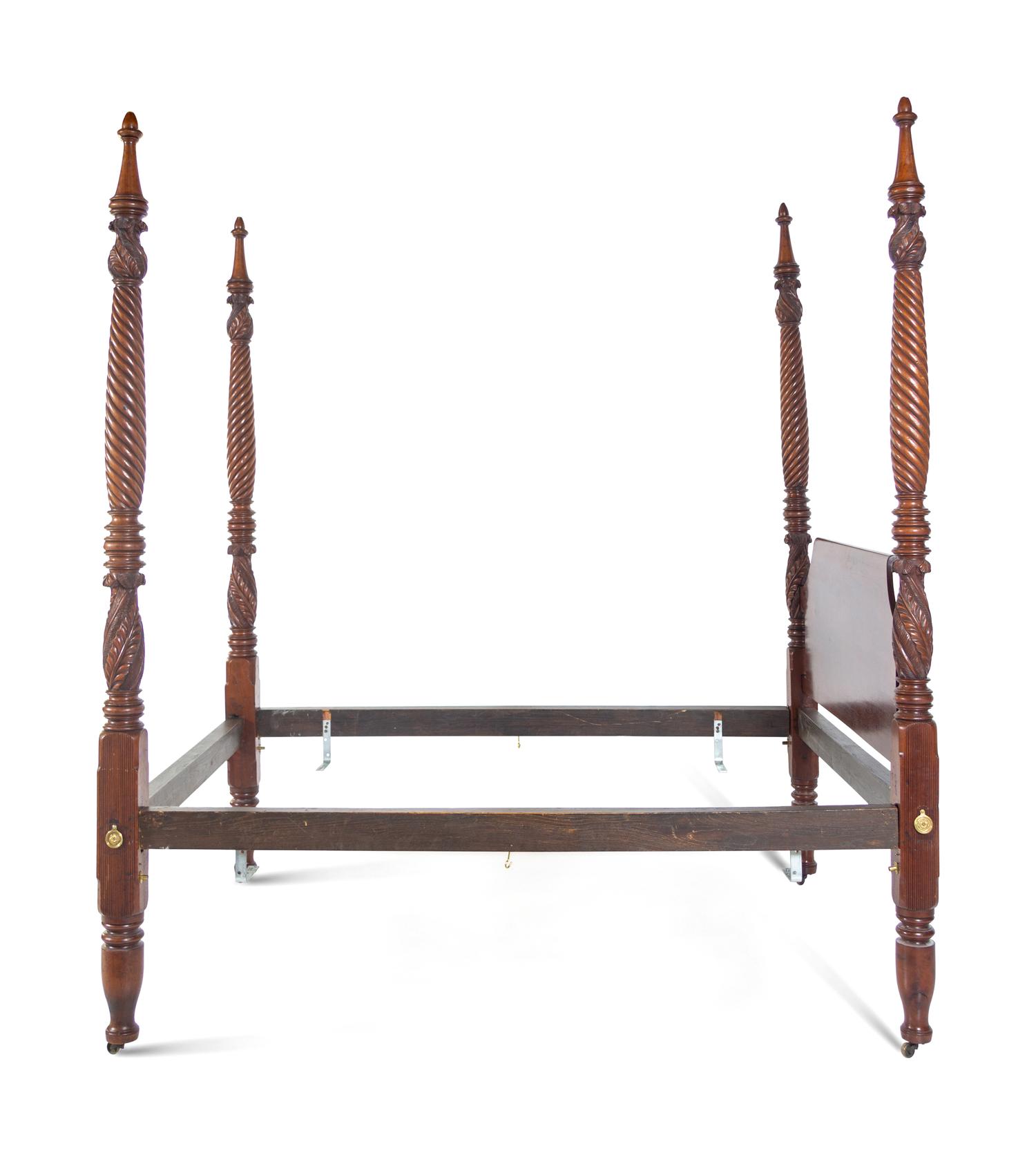 A Classical Carved Mahogany Four-Post Tester Bed