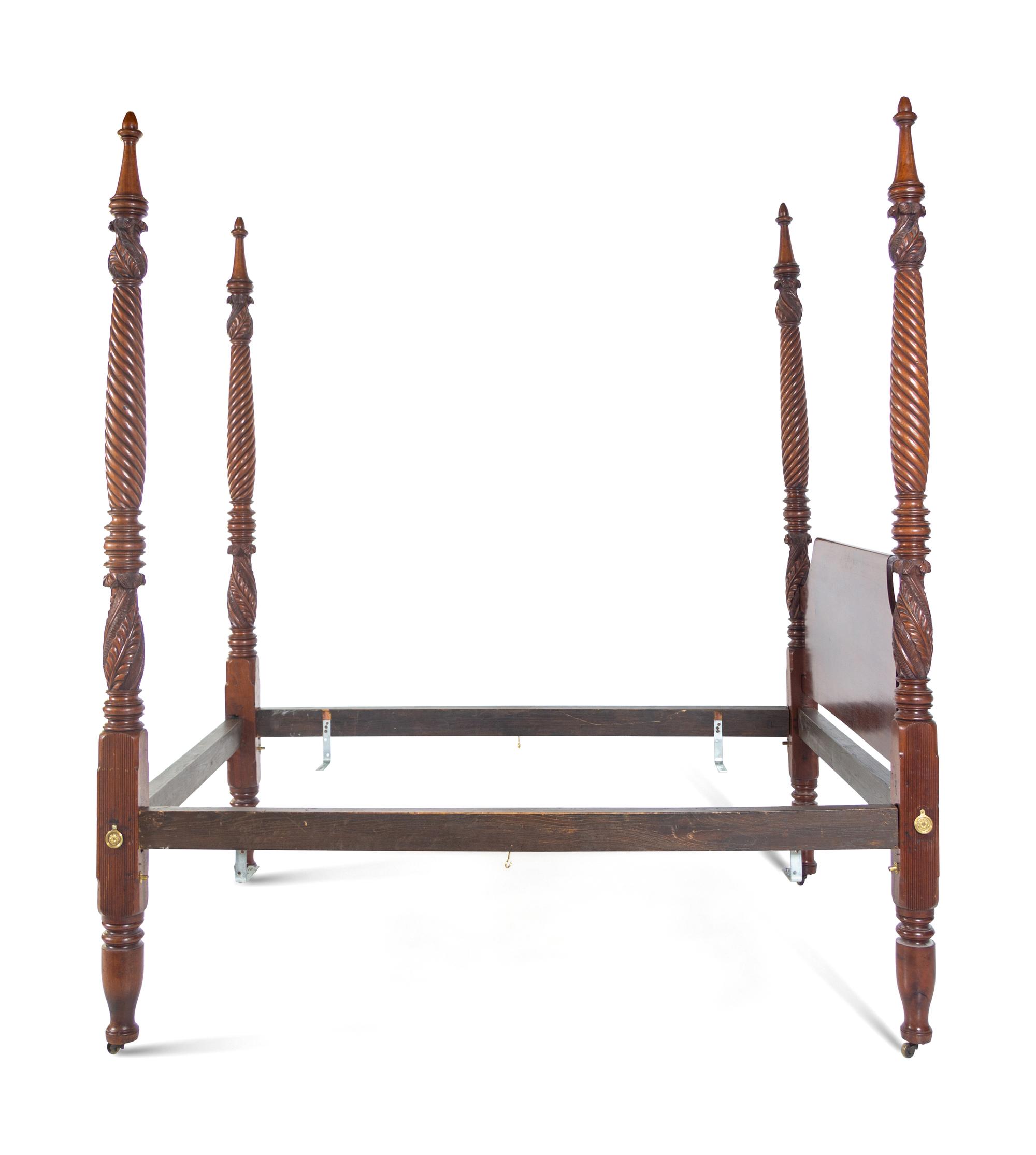 A Classical Carved Mahogany Four-Post Tester Bed