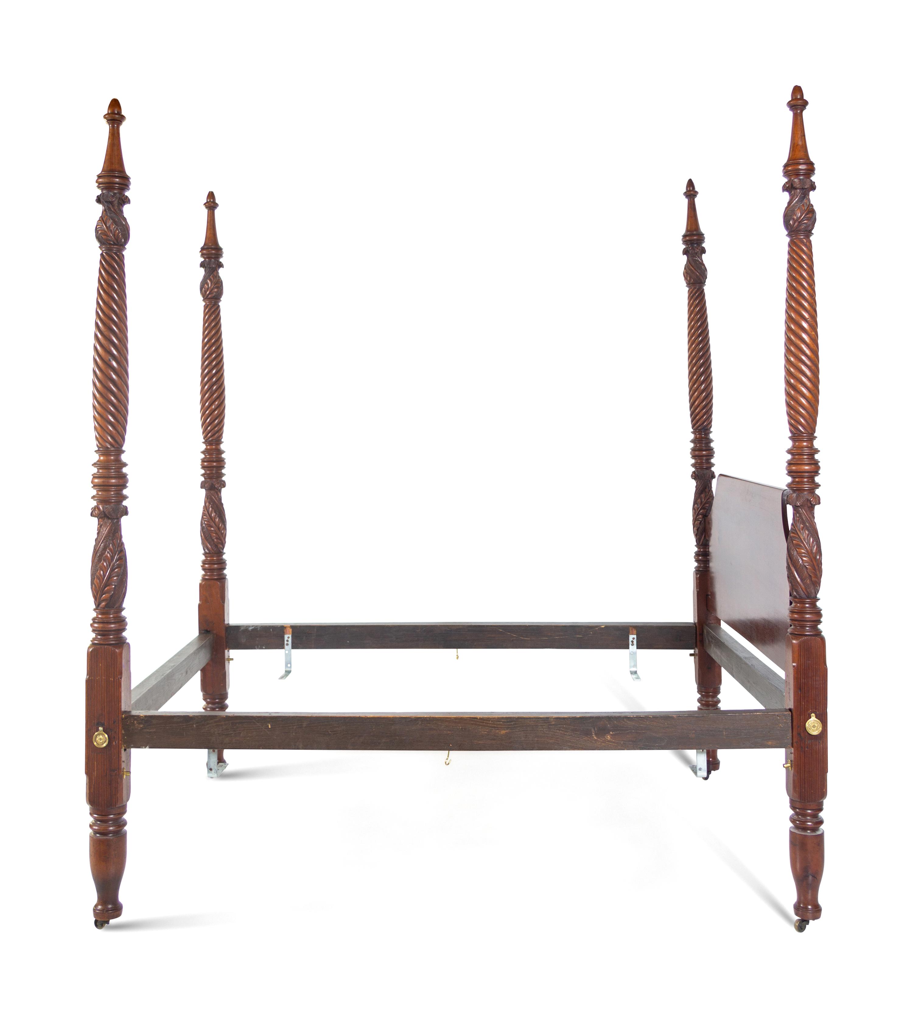 A Classical Carved Mahogany Four-Post Tester Bed