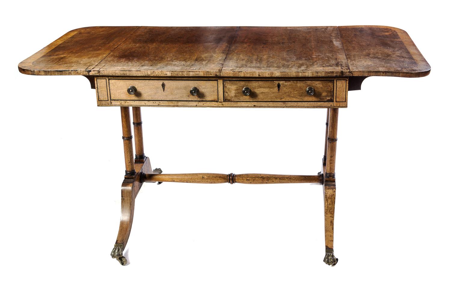 A Regency Mahogany Sofa Table Height 28 1/4 x width 34 x depth 27 inches. — 19TH CENTURY