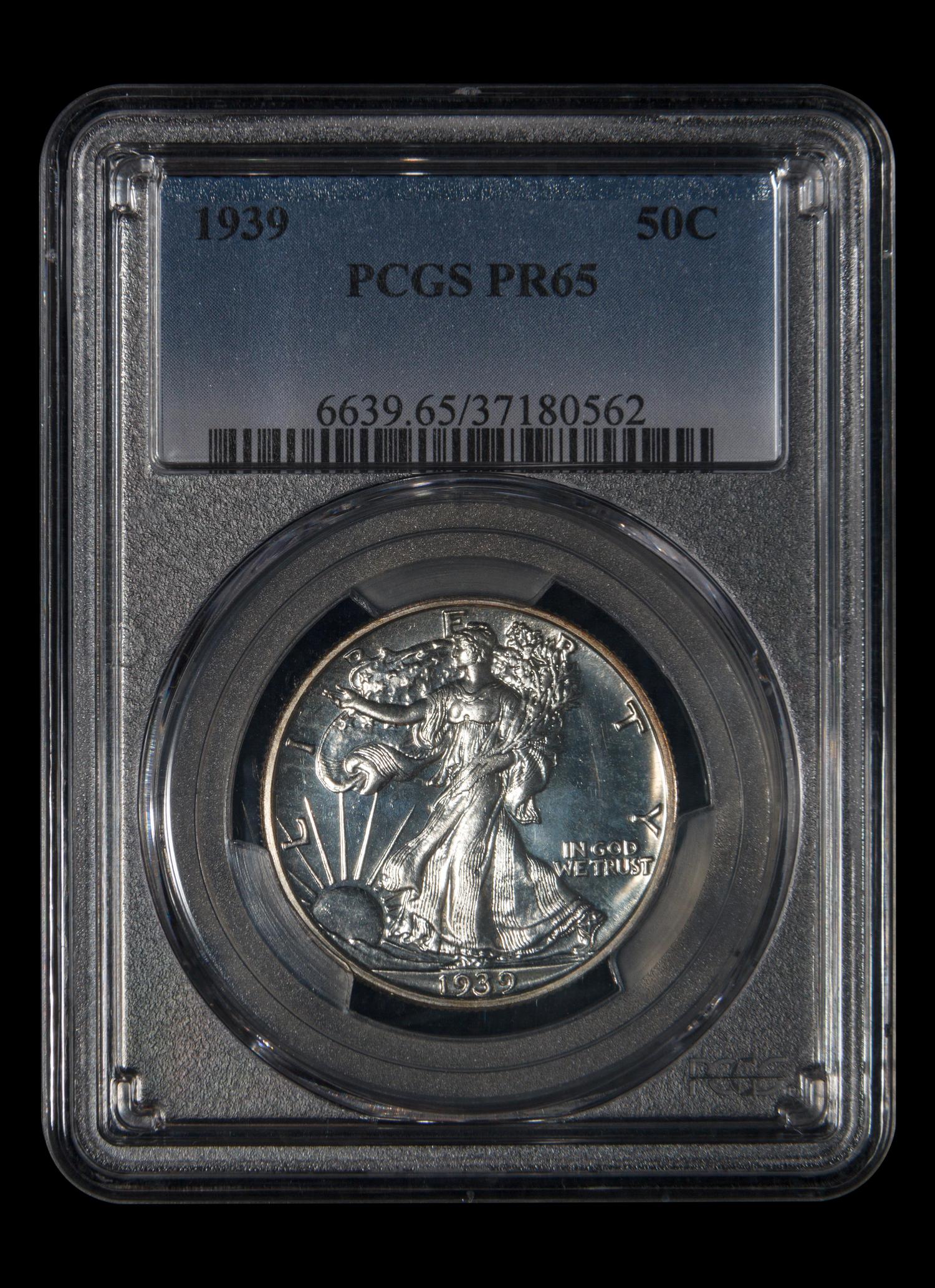 A 1939 Walking Liberty 50c Proof (PCGS PR65)