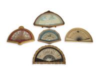 Five French Painted Fans in Giltwood Frames — 18TH/19TH CENTURY