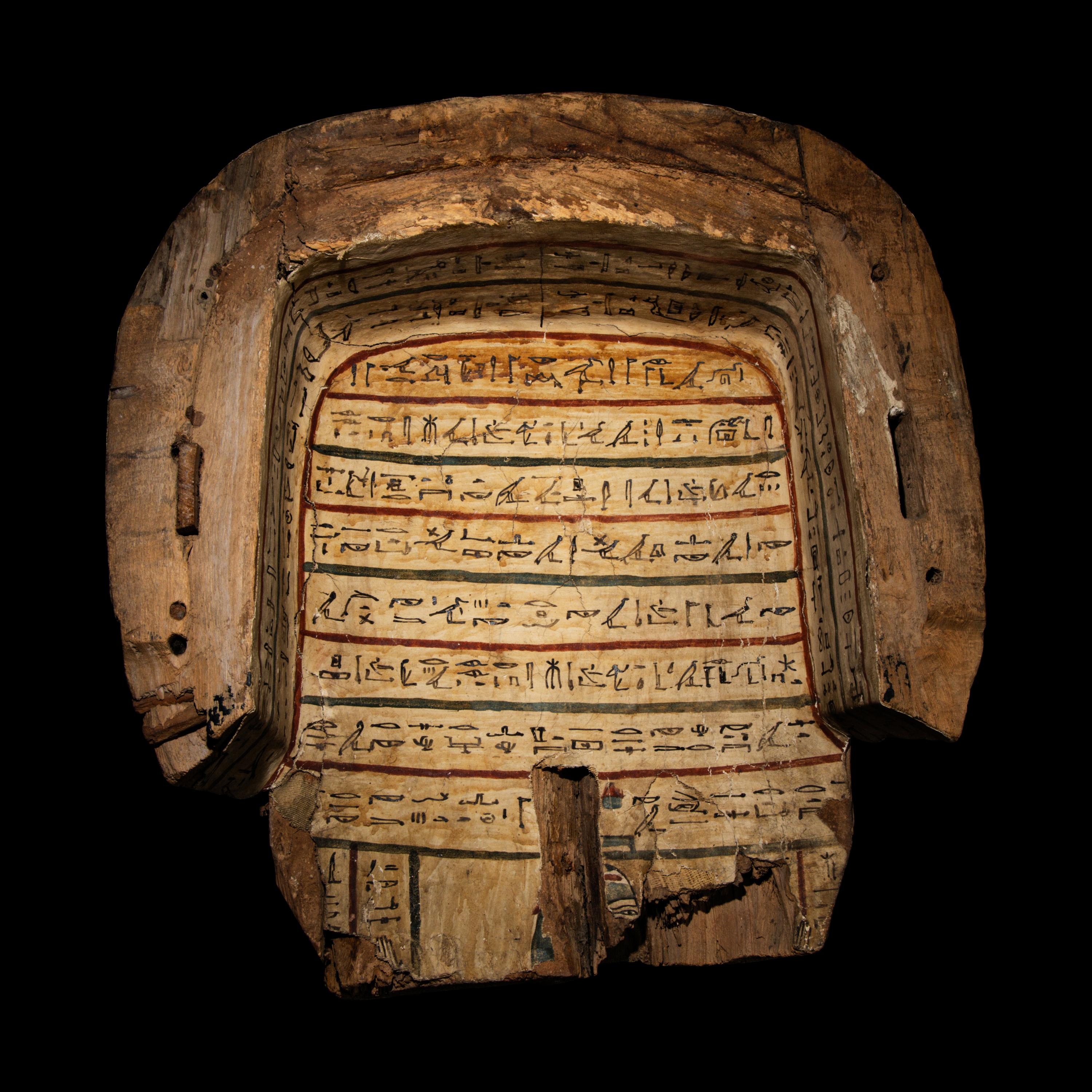 An Egyptian Polychrome Wood Mummy Mask