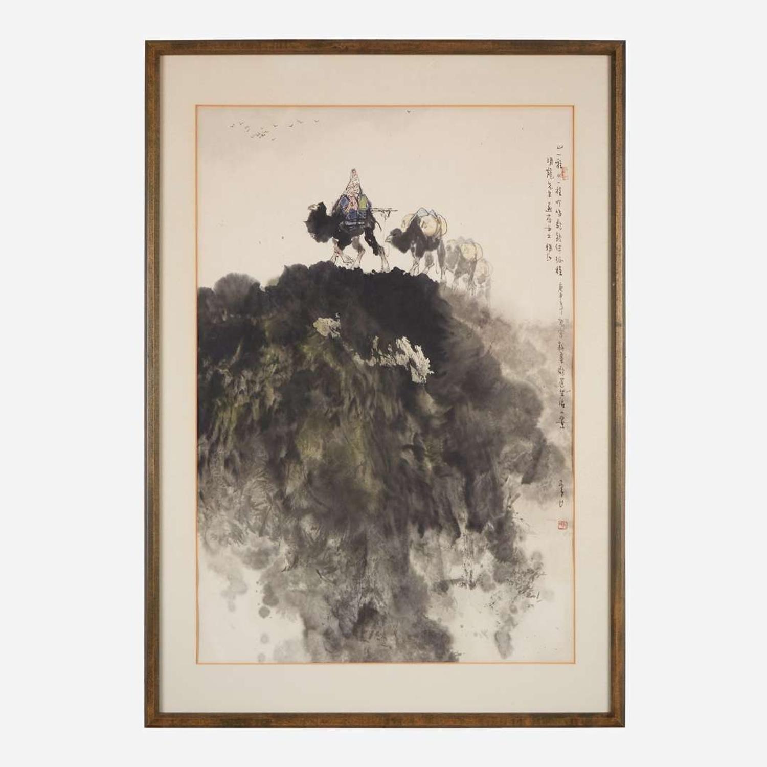 Li Shan (Chinese b.1926-d.2019) 李山 Camels on a Mountain Ridge ?????