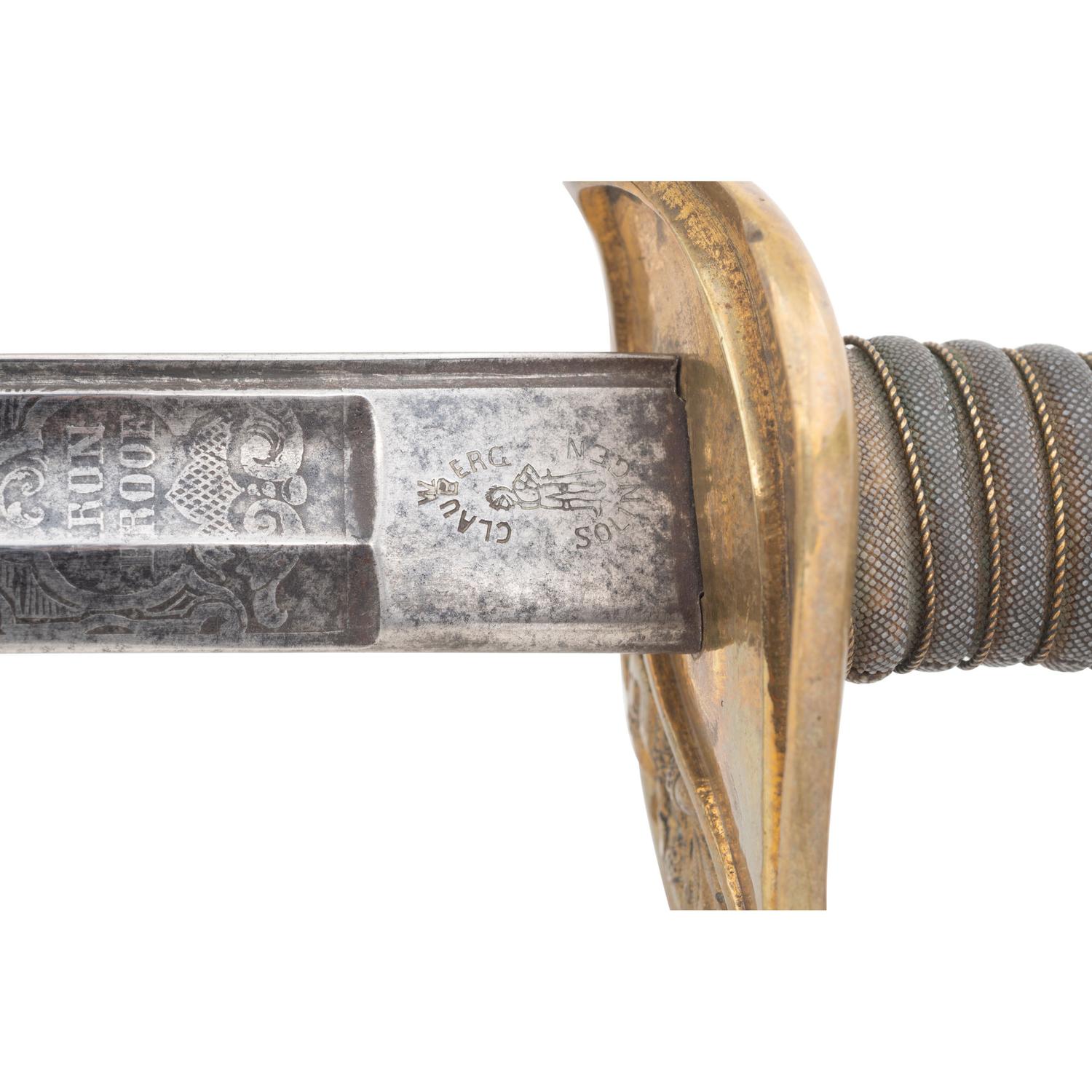 US Model 1852 Naval Officers Sword by Clauberg, Inscribed to Denny Hayes USN