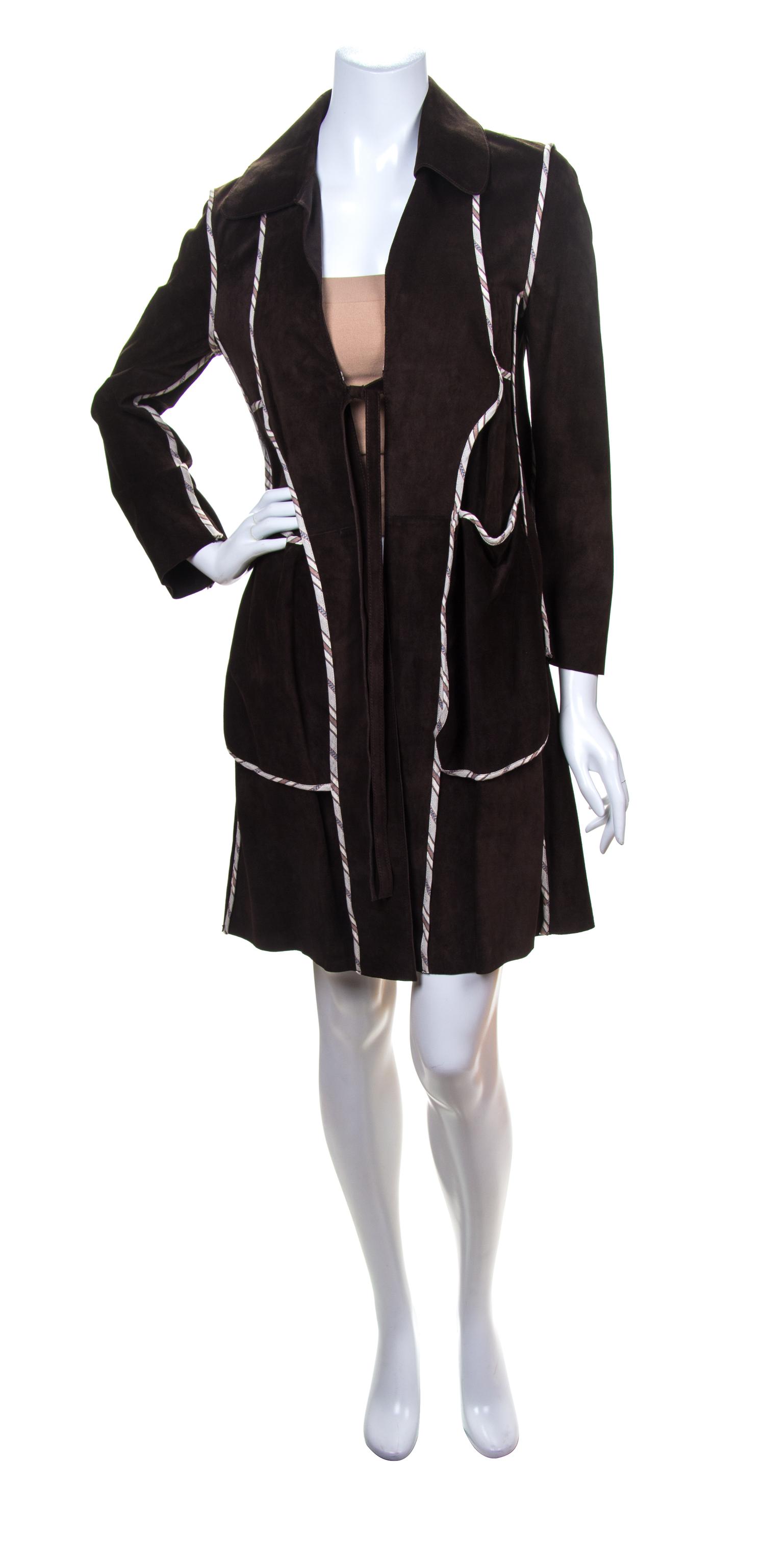 A Marni Brown Suede Coat, Size 38.
