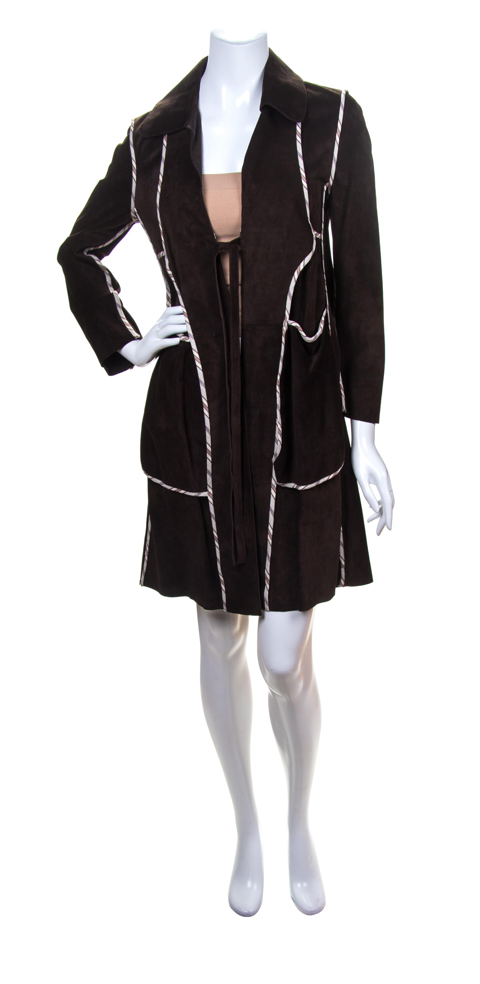 A Marni Brown Suede Coat, Size 38.