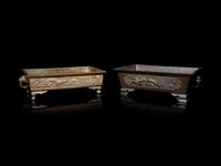 Two Bronze Rectangular Planters