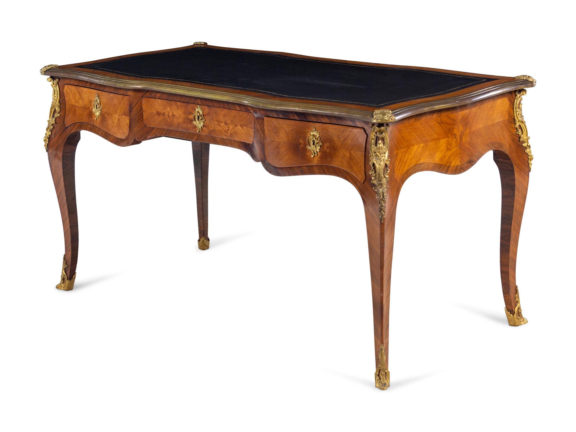 A Louis XV Style Gilt Bronze Mounted Bureau Plat