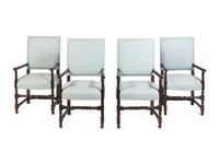A Set of Four William and Mary Style Oak Dining Chairs